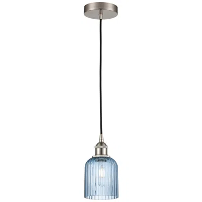 Innovations Lighting Bridal Veil 5"w Brushed Nickel And Blue Glass Mini Pendant