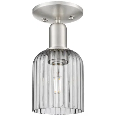 Innovations Lighting Bridal Veil 5"w Brushed Satin Nickel Semi-flush With Light Smoke Shade In Silver