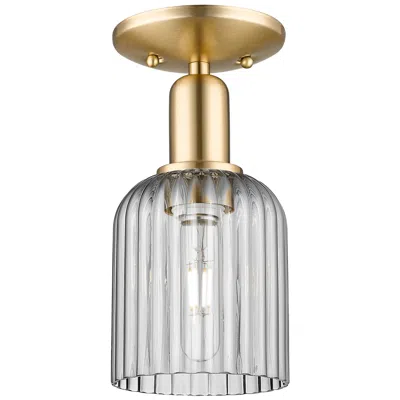 Innovations Lighting Bridal Veil 5"w Champagne Bronze Semi-flush With Light Smoke Shade In Multi