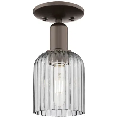 Innovations Lighting Bridal Veil 5"w Oil Rubbed Bronze Semi-flush With Light Smoke Shade In Multi