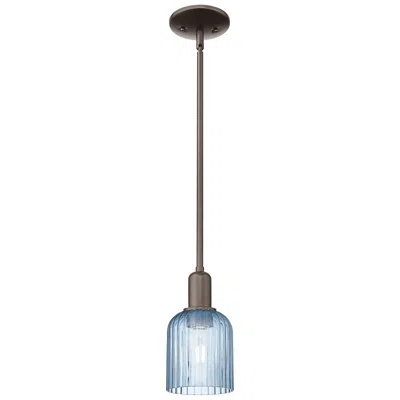 Innovations Lighting Bridal Veil 5"w Oil Rubbed Bronze Stem Mini Pendant With Blue Shade