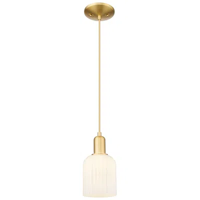 Innovations Lighting Bridal Veil 5"w Satin Gold Cord Mini Pendant With Gloss White Shade