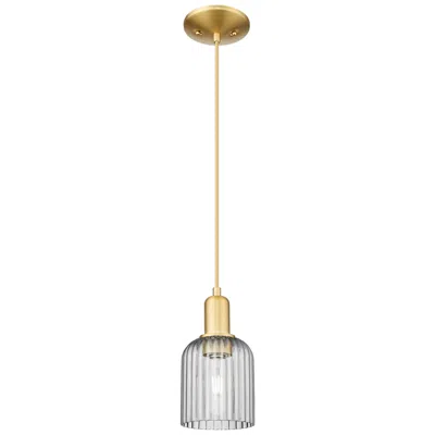 Innovations Lighting Bridal Veil 5"w Satin Gold Cord Mini Pendant With Light Smoke Shade