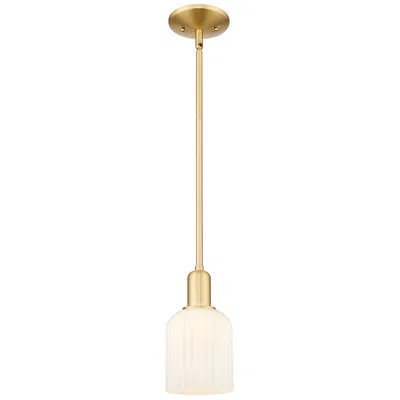 Innovations Lighting Bridal Veil 5"w Satin Gold Stem Mini Pendant With Gloss White Shade