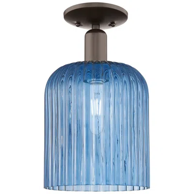 Innovations Lighting Bridal Veil 8" Wide Oil Rubbed Bronze Semi-flush Mount With Blue Shade