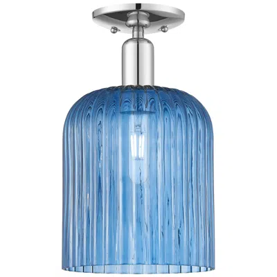Innovations Lighting Bridal Veil 8" Wide Polished Chrome Semi-flush Mount With Blue Shade