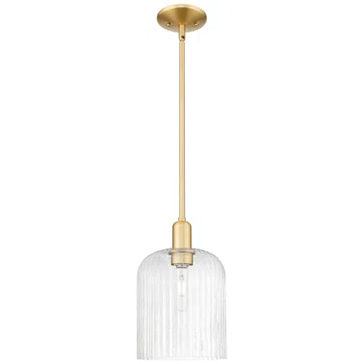 Innovations Lighting Bridal Veil 8" Wide Satin Gold Stem Hung Mini Pendant With Seedy Shade