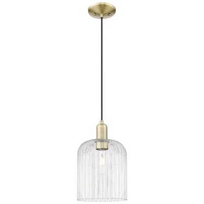 Innovations Lighting Bridal Veil 8"w Antique Brass Cord Hung Mini Pendant With Clear Shade