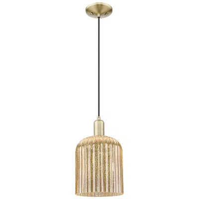 Innovations Lighting Bridal Veil 8"w Antique Brass Cord Hung Mini Pendant With Mercury Shade