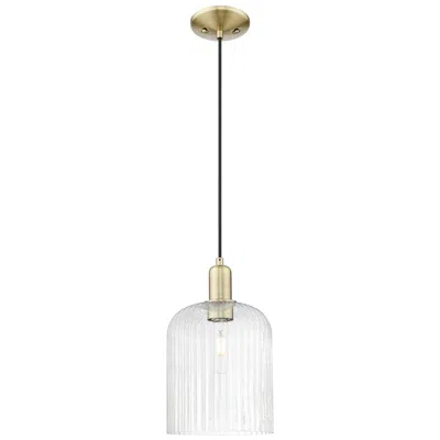 Innovations Lighting Bridal Veil 8"w Antique Brass Cord Hung Mini Pendant With Seedy Shade