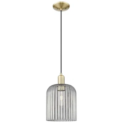 Innovations Lighting Bridal Veil 8"w Antique Brass Cord Mini Pendant With Light Smoke Shade