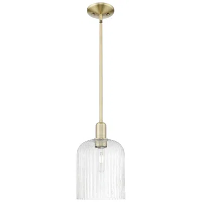 Innovations Lighting Bridal Veil 8"w Antique Brass Stem Hung Mini Pendant With Seedy Shade