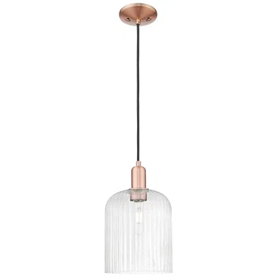 Innovations Lighting Bridal Veil 8"w Antique Copper Cord Hung Mini Pendant With Seedy Shade