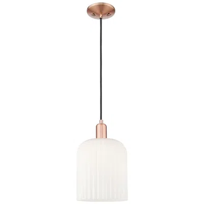 Innovations Lighting Bridal Veil 8"w Antique Copper Cord Mini Pendant With Gloss White Shade
