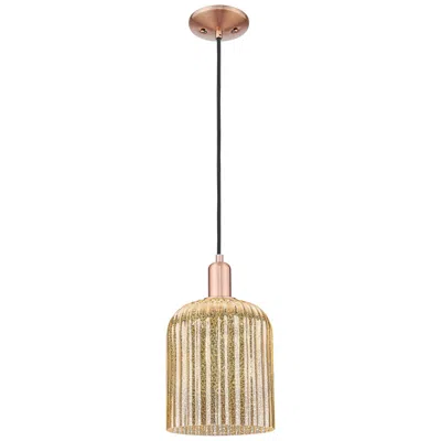 Innovations Lighting Bridal Veil 8"w Antique Copper Cord Mini Pendant With Mercury Shade