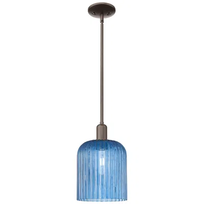 Innovations Lighting Bridal Veil 8"w Oil Rubbed Bronze Stem Mini Pendant With Blue Shade
