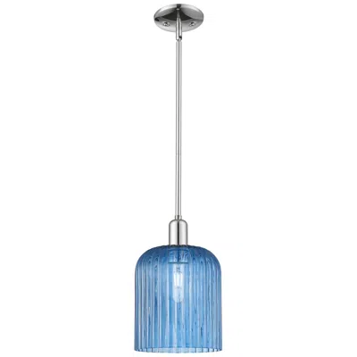 Innovations Lighting Bridal Veil 8"w Polished Chrome Stem Hung Mini Pendant With Blue Shade