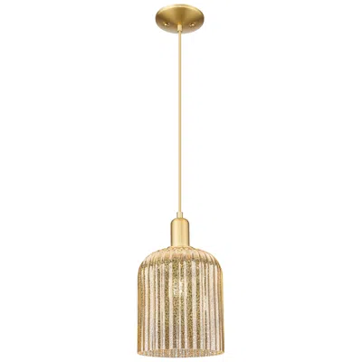 Innovations Lighting Bridal Veil 8"w Satin Gold Cord Hung Mini Pendant With Mercury Shade