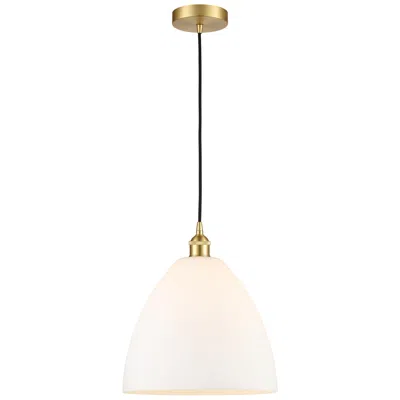 Innovations Lighting Bristol 11 3/4" Wide Satin Gold Mini Pendant W/ White Glass