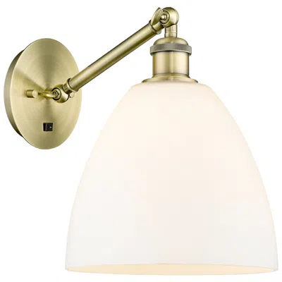 Innovations Lighting Bristol 12" High Antique Brass Adjustable Sconce With Matte White Shade
