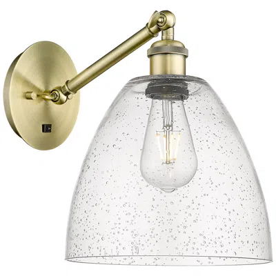 Innovations Lighting Bristol 12" High Antique Brass Adjustable Sconce With Seedy Shade