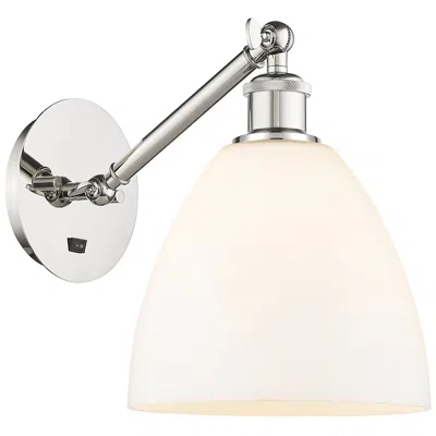 Innovations Lighting Bristol 12" High Polished Nickel Adjustable Sconce With Matte White Shade