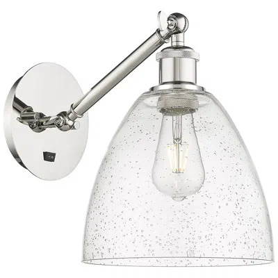 Innovations Lighting Bristol 12" High Polished Nickel Adjustable Sconce With Seedy Shade