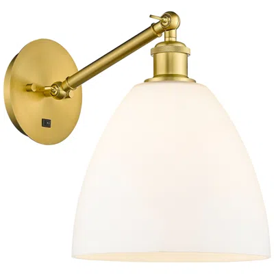 Innovations Lighting Bristol 12" High Satin Gold Adjustable Sconce With Matte White Shade