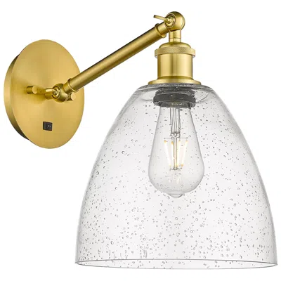 Innovations Lighting Bristol 12" High Satin Gold Adjustable Sconce With Seedy Shade
