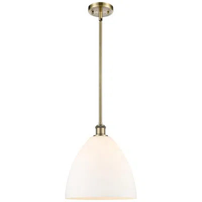 Innovations Lighting Bristol 12" Wide Antique Brass Mini Pendant W/ White Glass