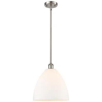 Innovations Lighting Bristol 12" Wide Brushed Satin Nickel And White Mini Pendant