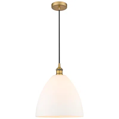 Innovations Lighting Bristol 12"w Brushed Brass Mini Pendant W/ Matte White Glass