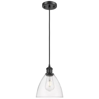 Innovations Lighting Bristol 7 1/2" Black And Clear Glass Mini Pendant