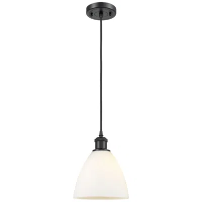 Innovations Lighting Bristol 7 1/2" Wide Matte Black Mini Pendant W/ White Glass