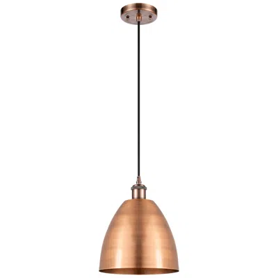 Innovations Lighting Bristol 9" Wide Antique Copper Cord Hung Mini Pendant