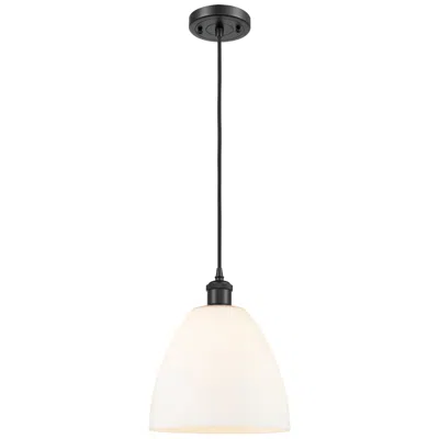 Innovations Lighting Bristol 9" Wide Matte Black Led Mini Pendant W/ White Shade