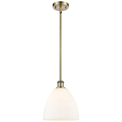 Innovations Lighting Bristol 9"w Antique Brass Mini Pendant W/ Matte White Shade In Gold