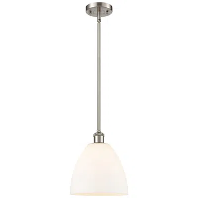 Innovations Lighting Bristol 9"w Brushed Satin Nickel And White Glass Mini Pendant In Silver