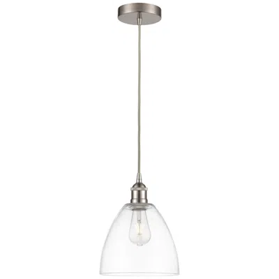 Innovations Lighting Bristol 9"w Brushed Satin Nickel Mini Pendant W/ Clear Shade