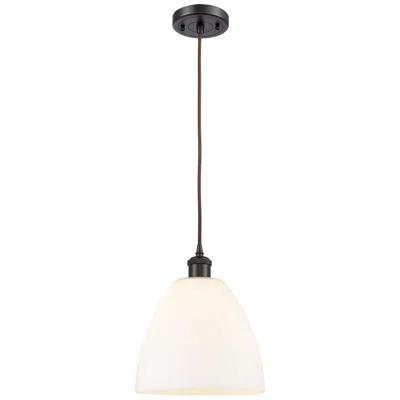 Innovations Lighting Bristol 9"w Oil-rubbed Bronze And White Glass Led Mini Pendant