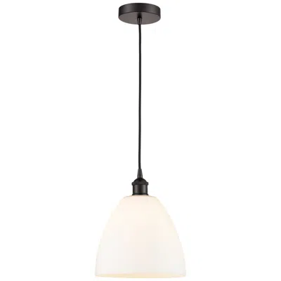 Innovations Lighting Bristol 9"w Oil-rubbed Bronze Mini Pendant W/ White Shade In Black