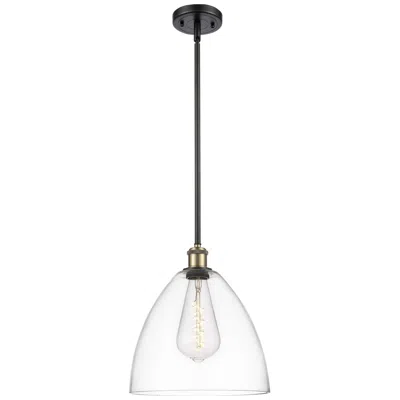 Innovations Lighting Bristol Glass 12" Led Mini Pendant - Black Antique Brass - Clear Shade
