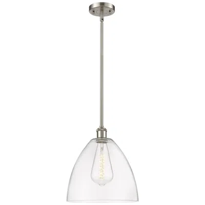 Innovations Lighting Bristol Glass 12" Led Mini Pendant - Brushed Satin Nickel - Clear Shad