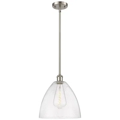 Innovations Lighting Bristol Glass 12" Led Mini Pendant - Brushed Satin Nickel - Seedy Shad