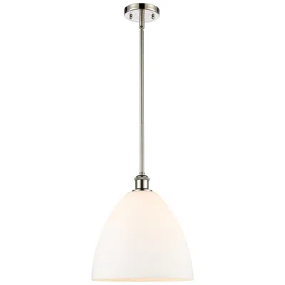Innovations Lighting Bristol Glass 12" Led Mini Pendant - Polished Nickel - Matte White Sha