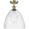 Innovations Lighting Bristol Glass  12" Led Semi-flush Mount - Antique Brass - Seedy Shade In Gold
