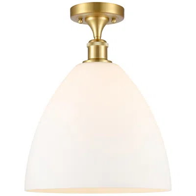 Innovations Lighting Bristol Glass  12" Led Semi-flush Mount - Satin Gold - Matte White Sha