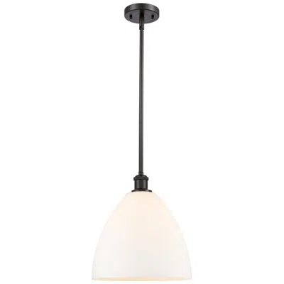 Innovations Lighting Bristol Glass 12" Mini Pendant - Oil Rubbed Bronze - Matte White Shade