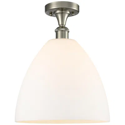 Innovations Lighting Bristol Glass 12" Semi-flush Mount - Brushed Satin Nickel - Matte Whit