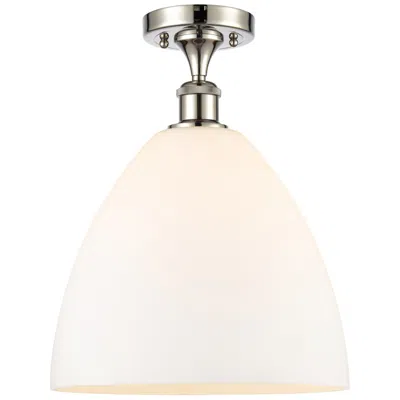 Innovations Lighting Bristol Glass  12" Semi-flush Mount - Polished Nickel - Matte White Sh